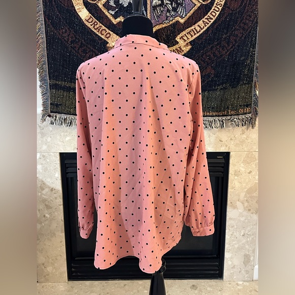 011 Lane Bryant Pink with Black Polkadot Blouse - Picture 2 of 4
